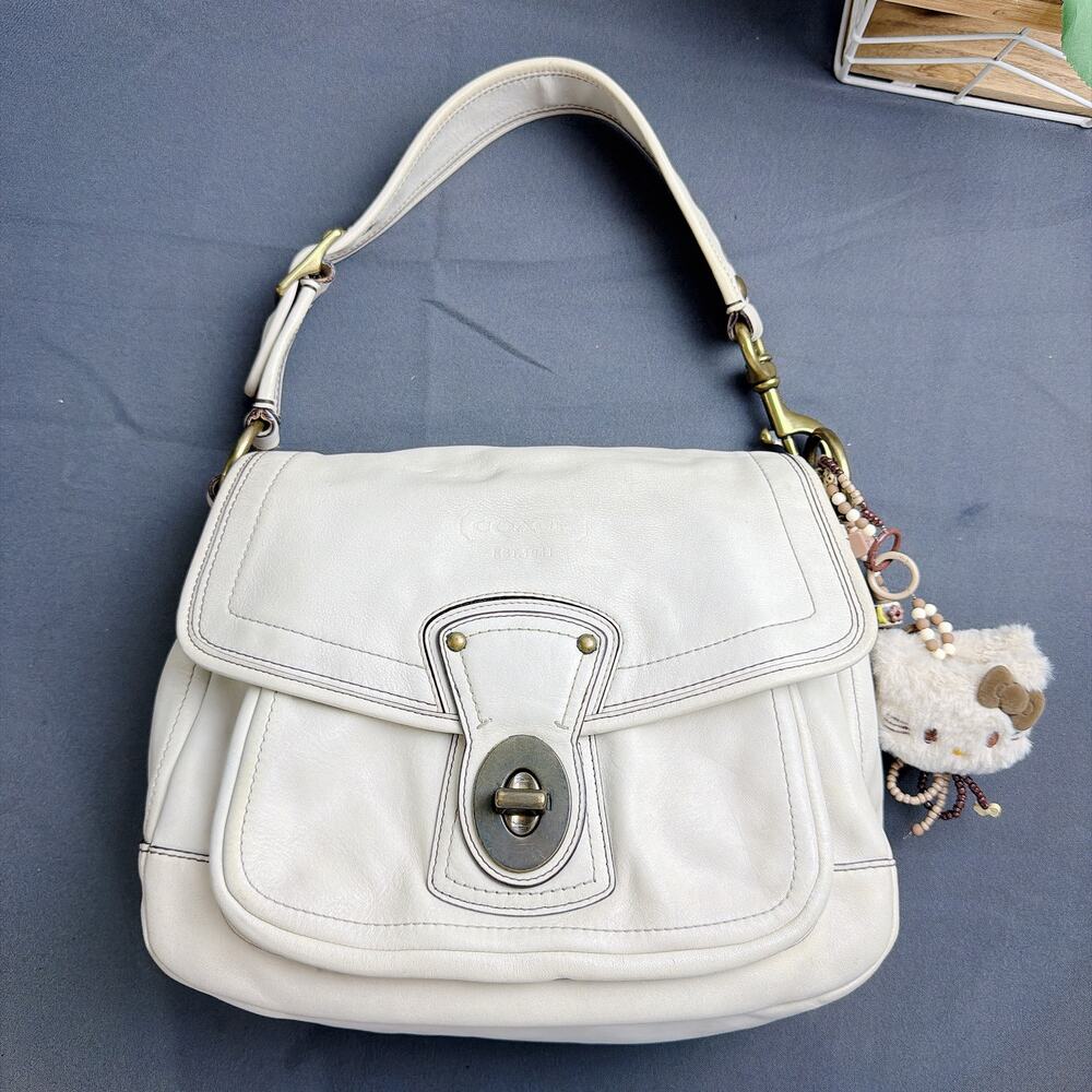 Coach Vintage Rare White Leather Y2K Legacy Ali Bag 1… - Gem